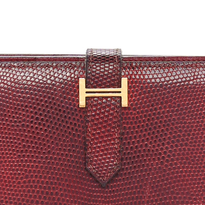 Hermes Lizard Bearn Gusset Wallet Rubis 5 of 10