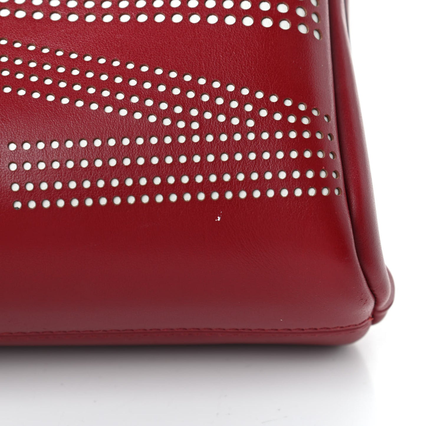 Calfskin Perforated Logo Tote Red