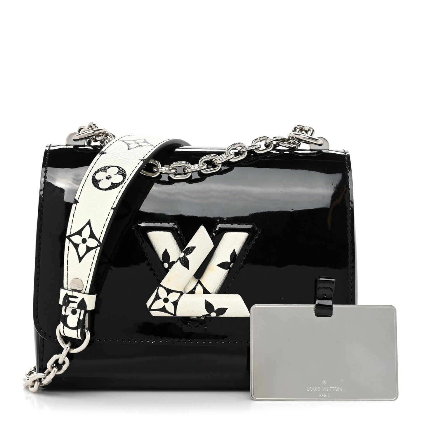 Patent Monogram Twist Shoulder Bag PM Black