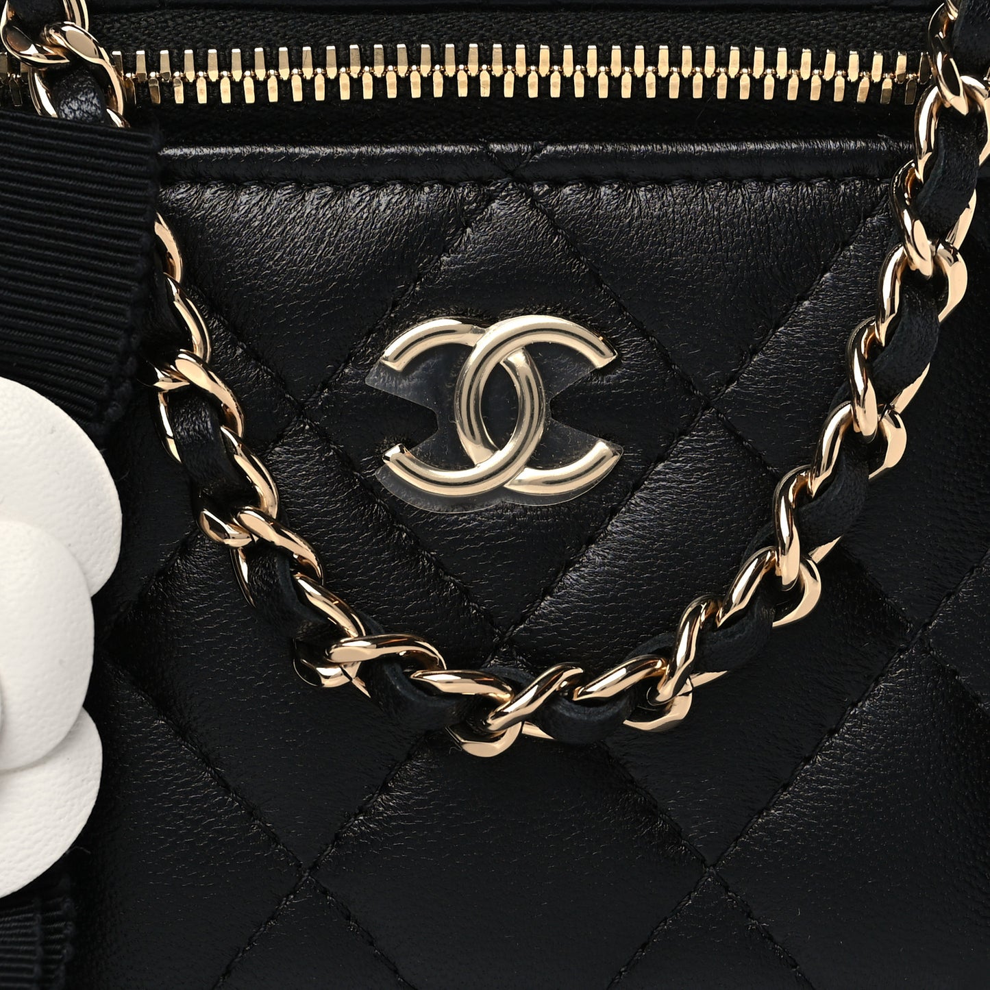 Lambskin Quilted My Chanel Lady Vanity Case With Chain Black