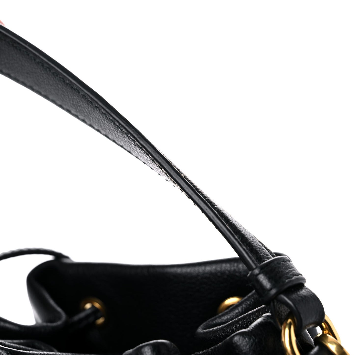 Glace Calfskin Embossed Secchiello Bucket Bag Black