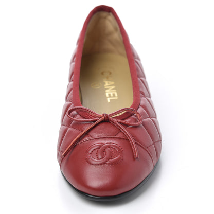 Chanel Lambskin Quilted CC Cap Toe Ballerina Flats 36.5 Red 5 of 16