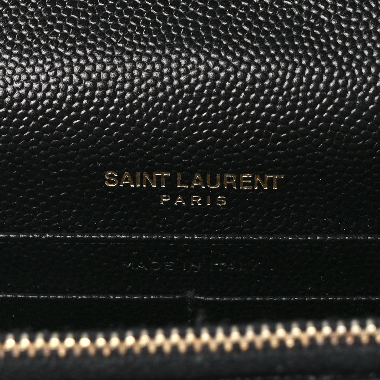 Grain De Poudre Matelasse Chevron Monogram Envelope Chain Wallet Black