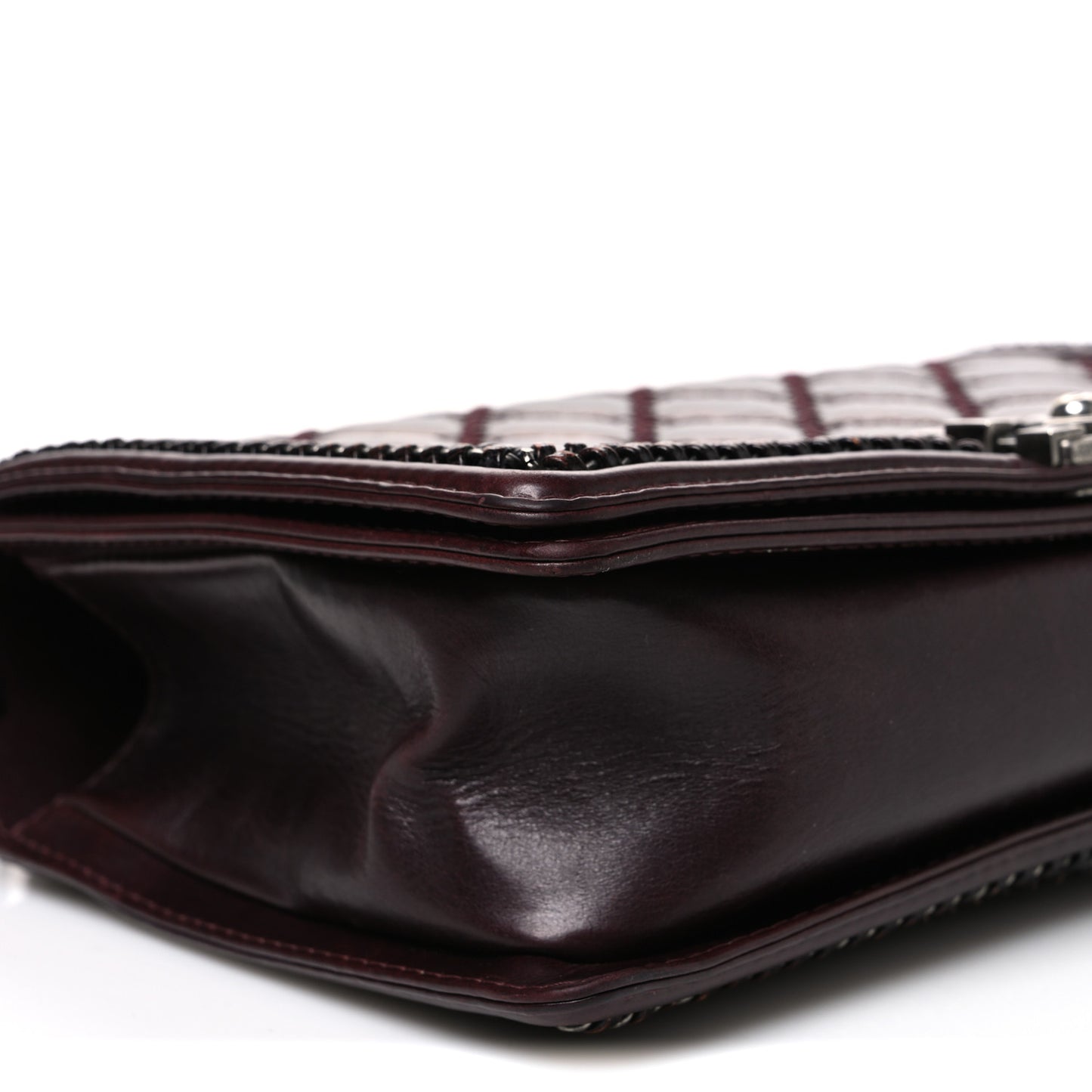 Goatskin Quilted New Medium Boy Handle Flap Burgundy