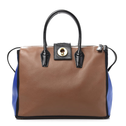 Saint Laurent Calfskin Medium Travel Muse Two Cabas Brown Blue 1 of 13