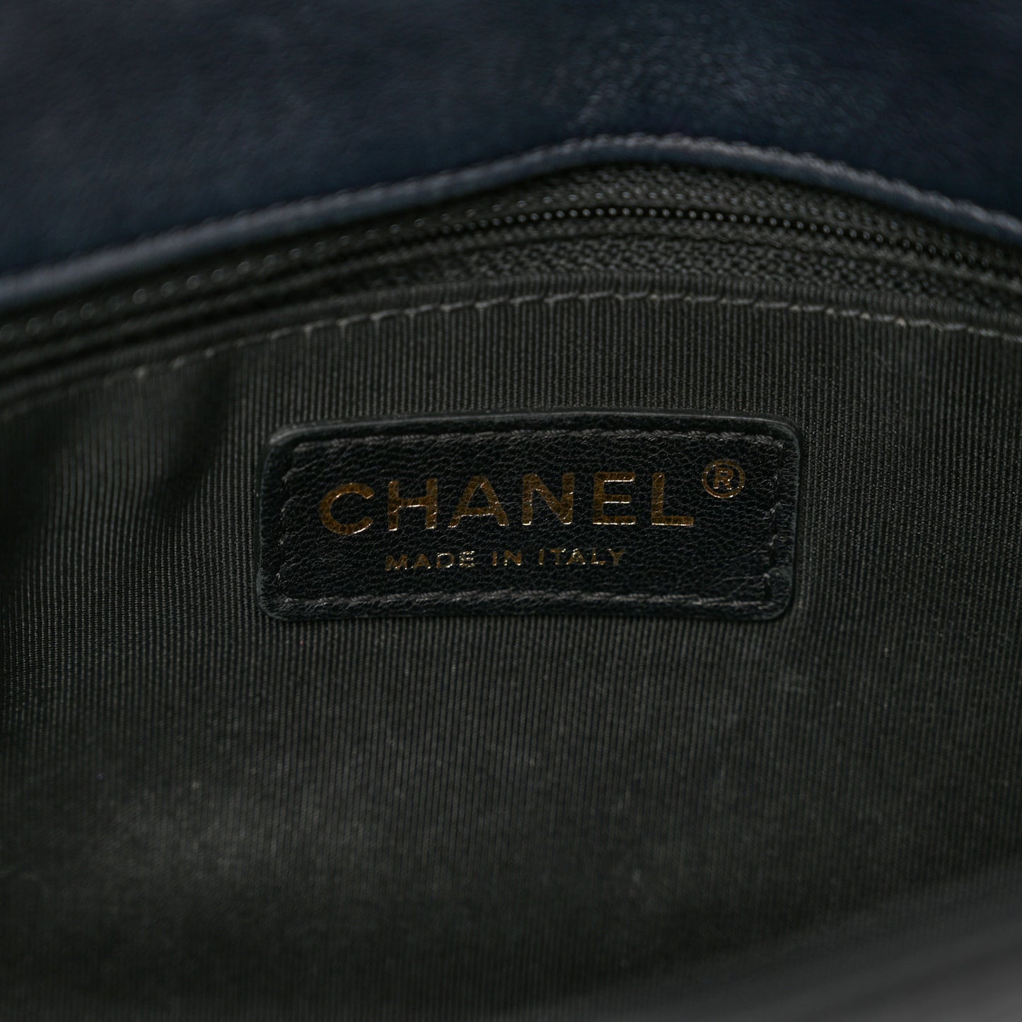 Calfskin Quilted Medium Graphic Flap Blue Black