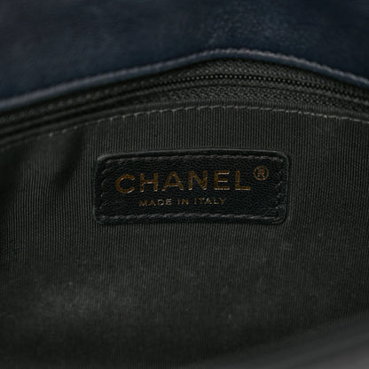 Chanel Calfskin Quilted Medium Graphic Flap Blue Black 7 of 11