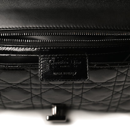 Christian Dior Crinkled Patent Lambskin Cannage Medium Caro Bag Black 10 of 16
