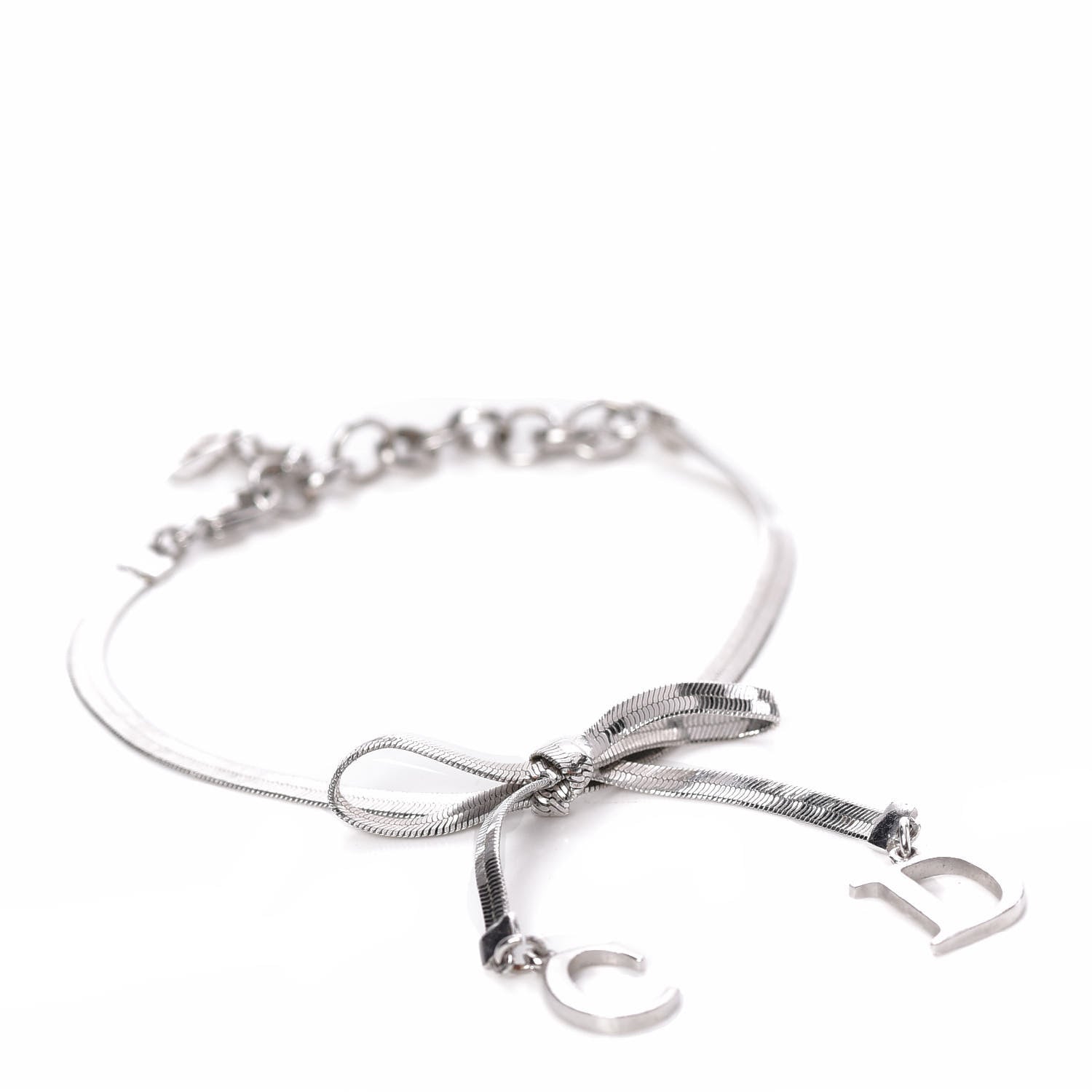 Christian Dior Bow CD Logo Bracelet Silver 1 of 7