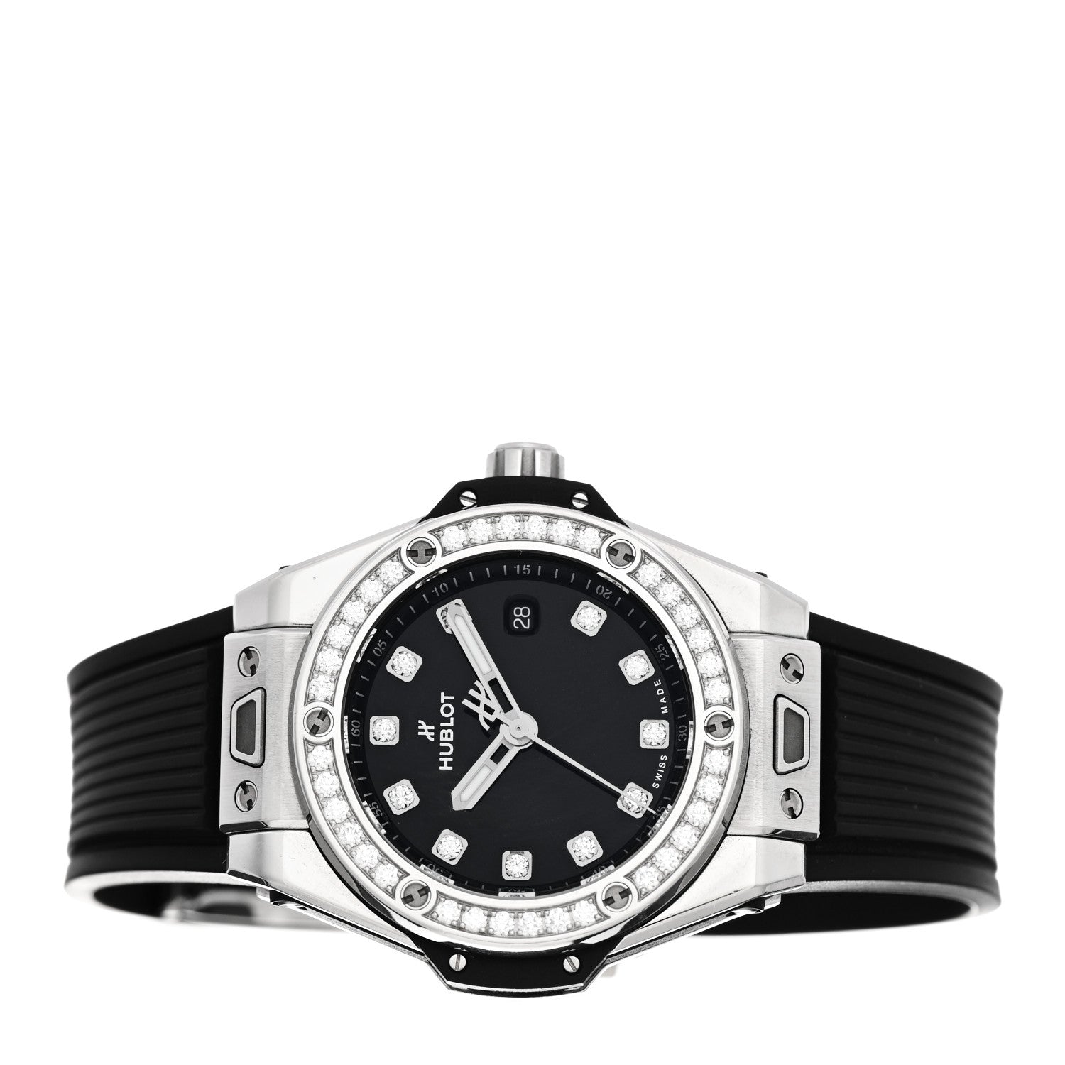 Hublot Stainless Steel Rubber Diamond Bezel 33mm Big Bang One Click Automatic Watch Black 485.SX.1270.RX 2 of 5