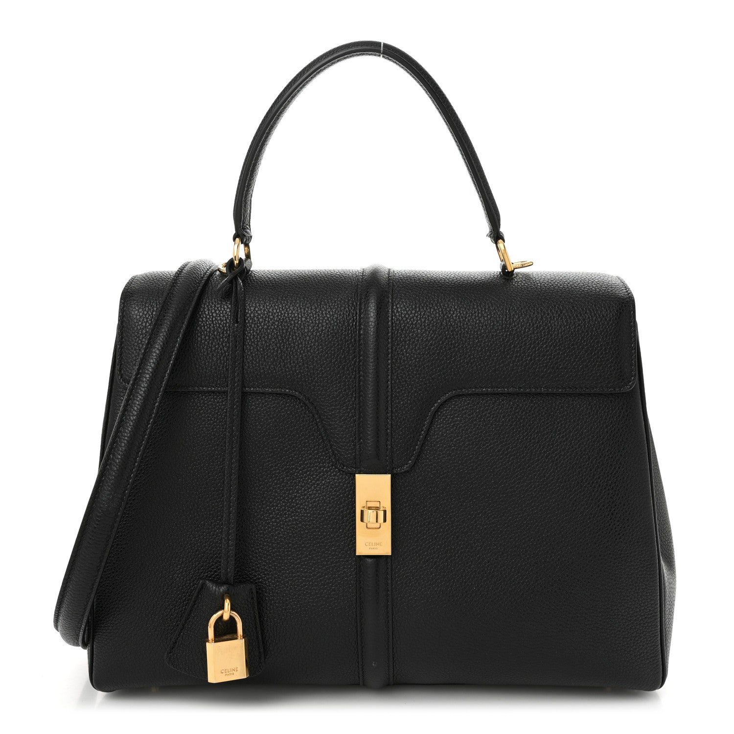 Celine Grained Calfskin Classique 16 Top Handle Bag Black 1 of 11
