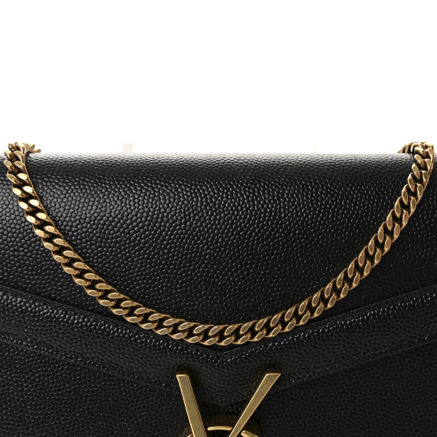 Saint Laurent Grain De Poudre Monogram Cassandra Chain Wallet Black 7 of 10