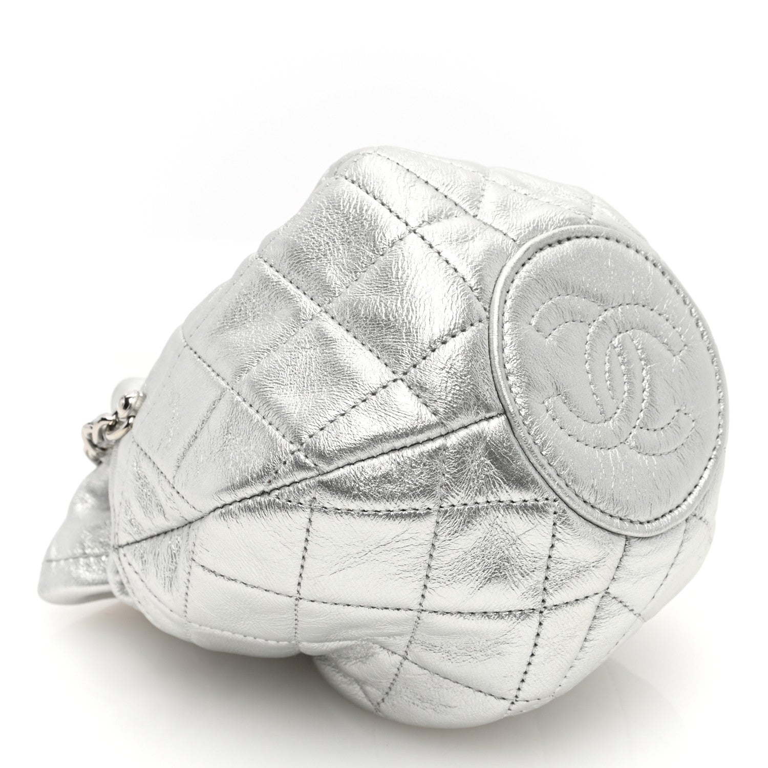 Chanel Metallic Aged Calfskin Quilted Small Gabrielle Bucket Silver 4 of 10