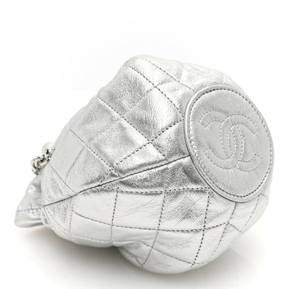 Chanel Metallic Aged Calfskin Quilted Small Gabrielle Bucket Silver 4 of 10