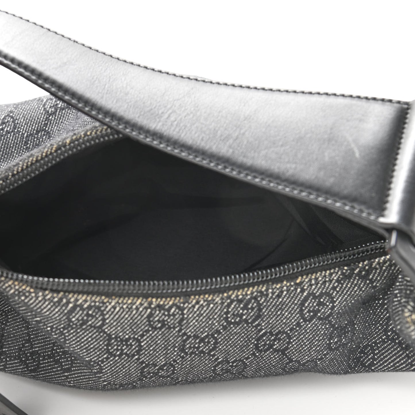 Denim Monogram GG Signature Shoulder Bag Black