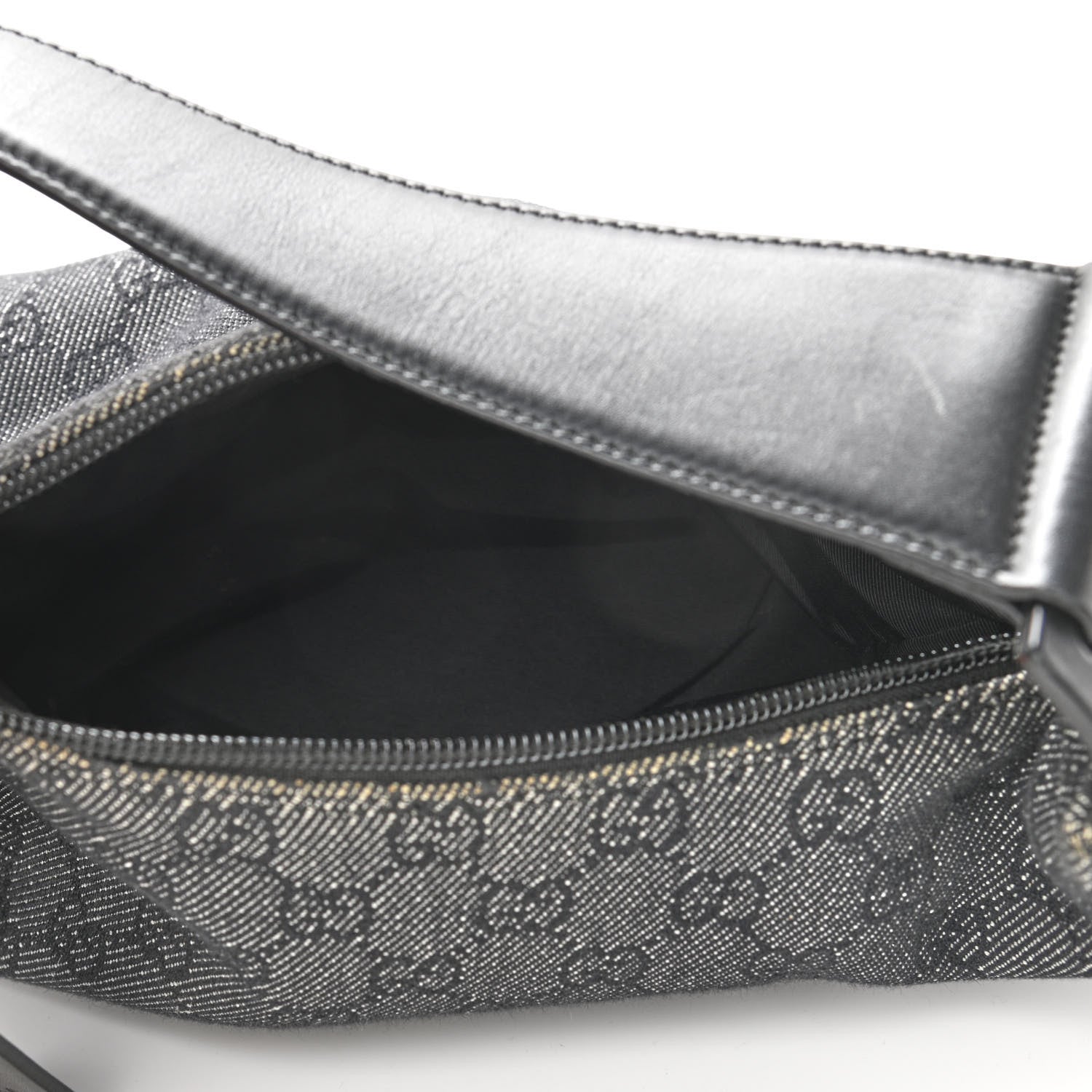 Gucci Denim Monogram GG Signature Shoulder Bag Black 5 of 11
