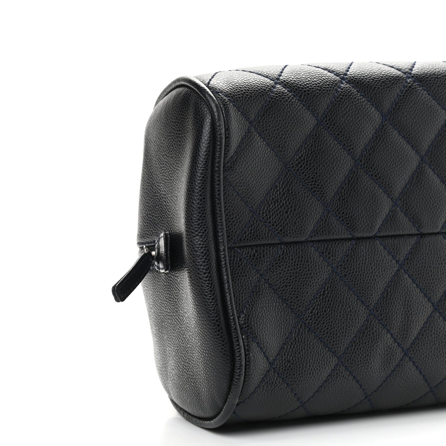 Caviar Quilted Bowler Navy Blue