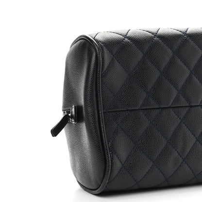 Chanel Caviar Quilted Bowler Navy Blue 9 of 10