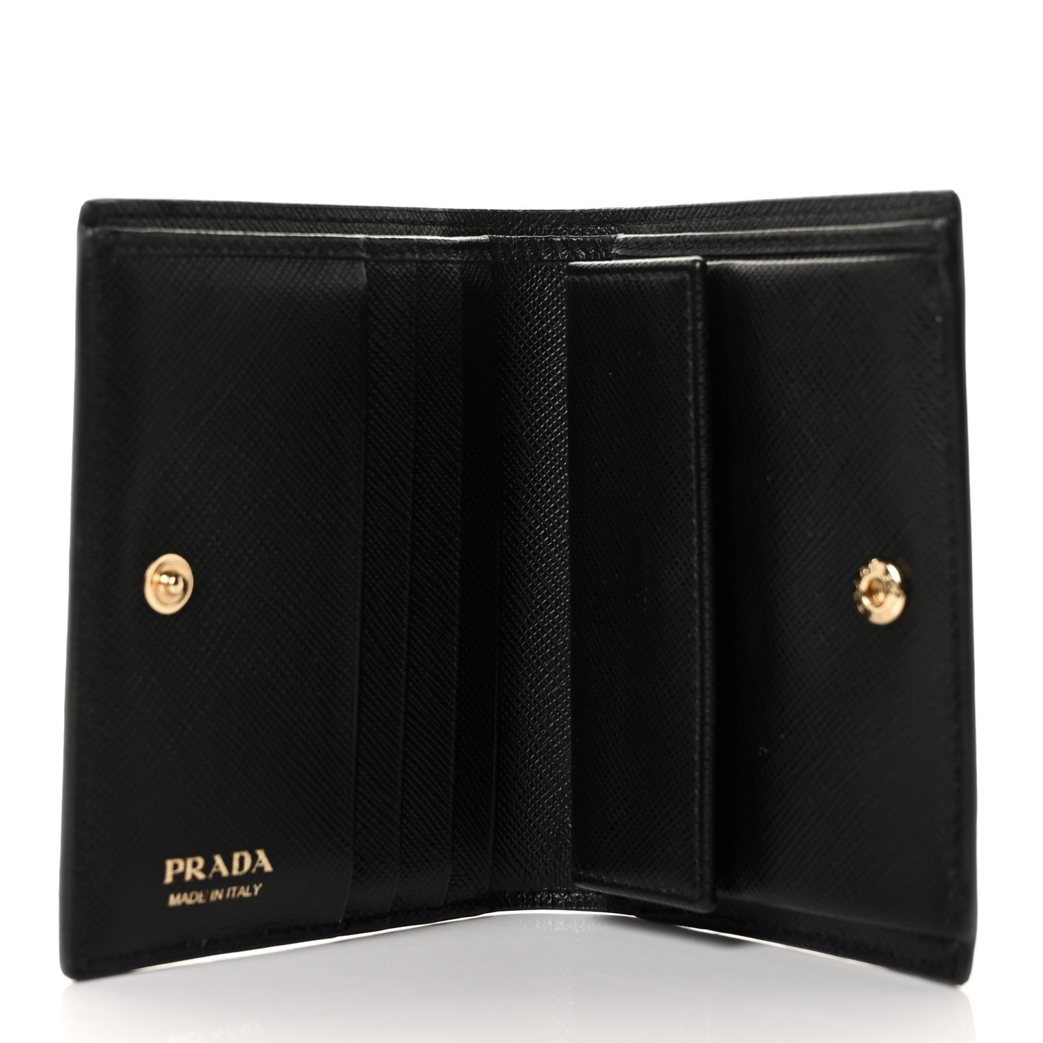 Prada Saffiano Lipstick Print Bi-Fold Wallet Black 8 of 12