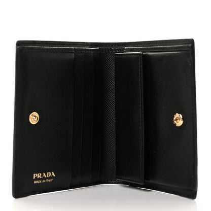 Prada Saffiano Lipstick Print Bi-Fold Wallet Black 8 of 12