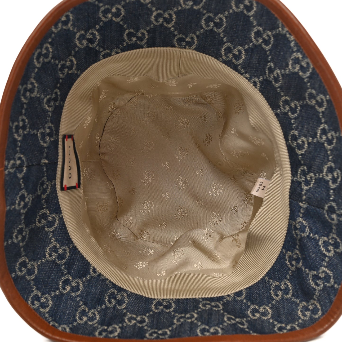 Washed Jacquard Denim Nappa GG Monogram Oscar Bucket Hat M Denim Cuir