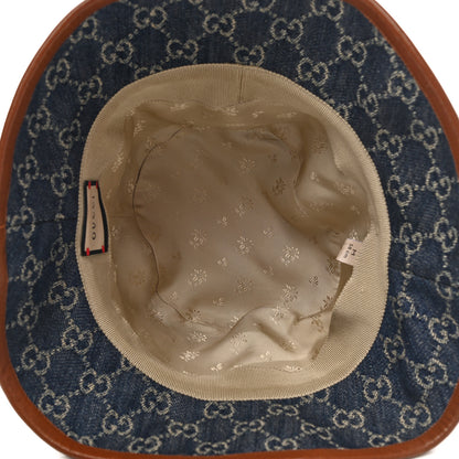 Gucci Washed Jacquard Denim Nappa GG Monogram Oscar Bucket Hat M Denim Cuir 4 of 11