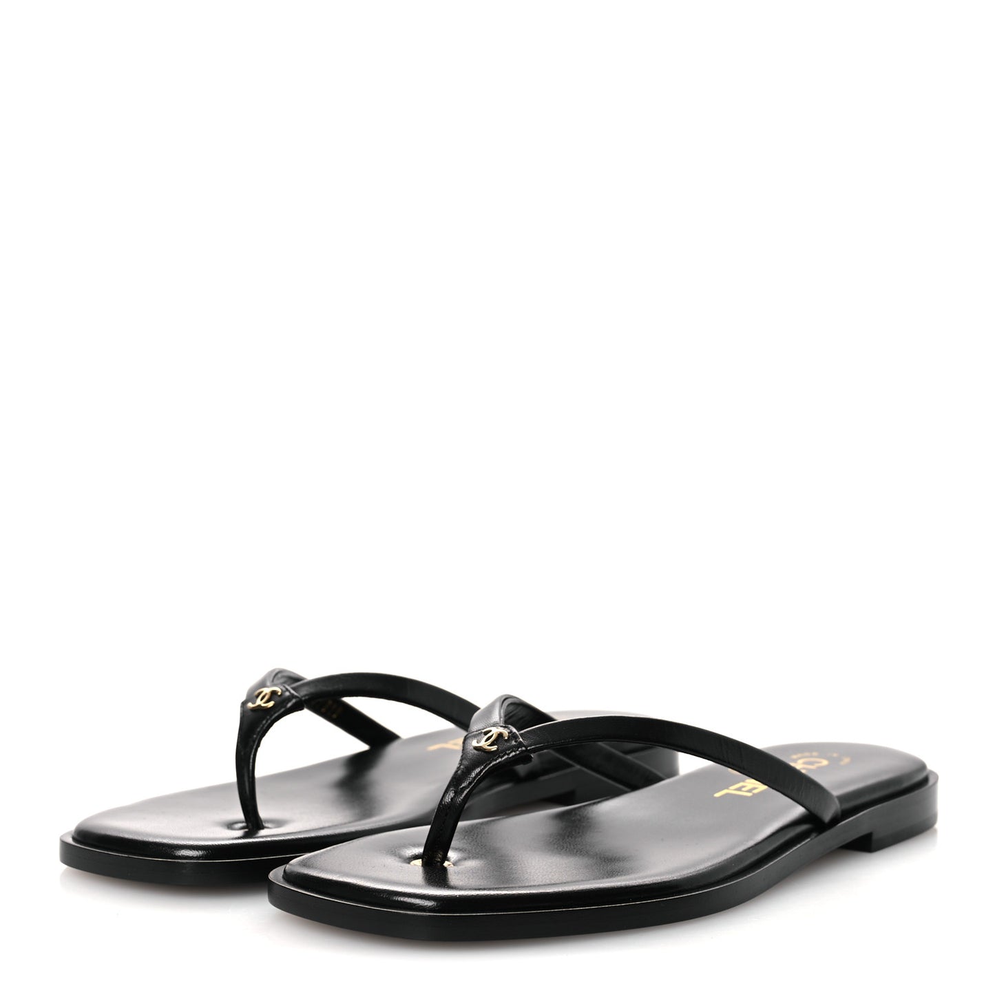 Goatskin CC Times Square Thong Sandals 37 Black