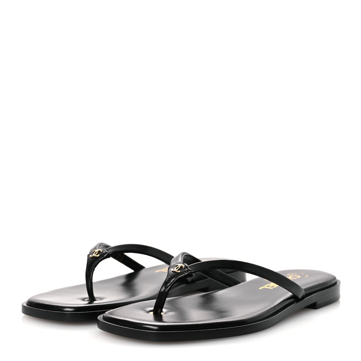 Chanel Goatskin CC Times Square Thong Sandals 37 Black 4 of 12