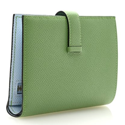 Hermes Epsom Verso Bearn Compact Wallet Vert Criquet Bleu Brume 3 of 6