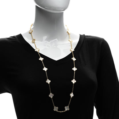 Van Cleef & Arpels 18K Yellow Gold Mother of Pearl 20 Motifs Vintage Alhambra Necklace 2 of 5