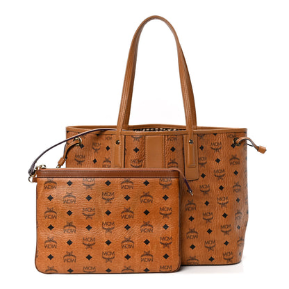 MCM Visetos Medium Liz Reversible Shopper Tote Cognac 1 of 6