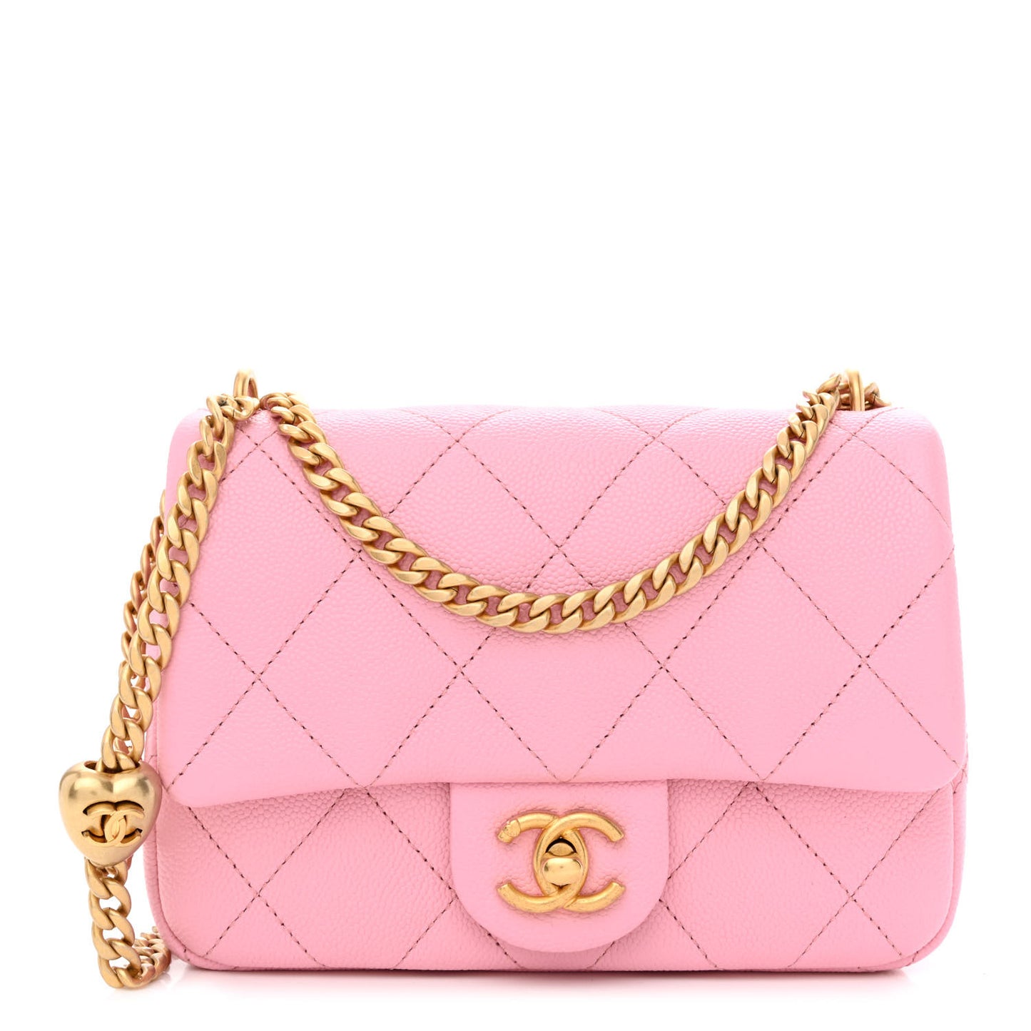 Caviar Quilted Mini Sweetheart Flap Lilac