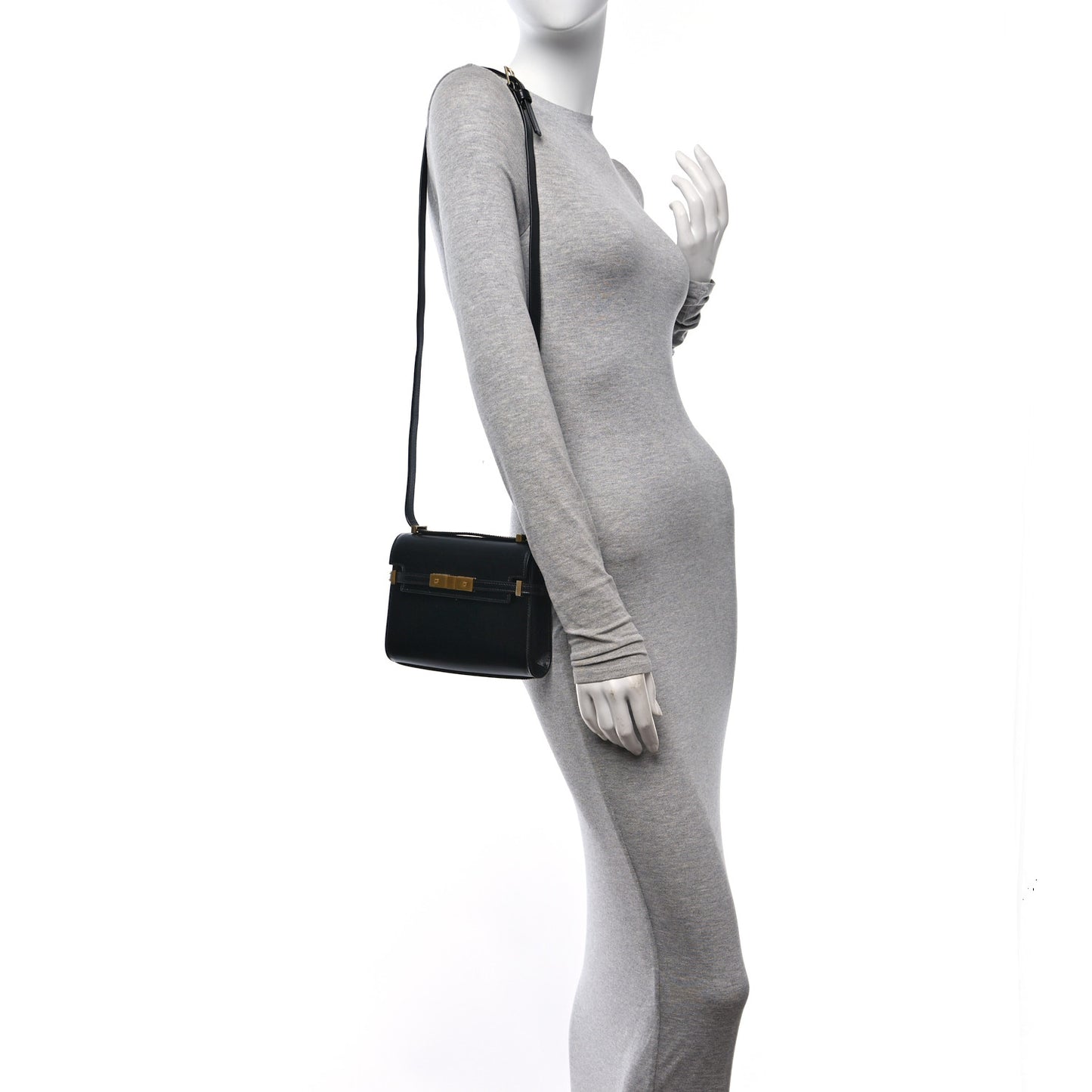 Smooth Calfskin Mini Manhattan Shoulder Bag Black
