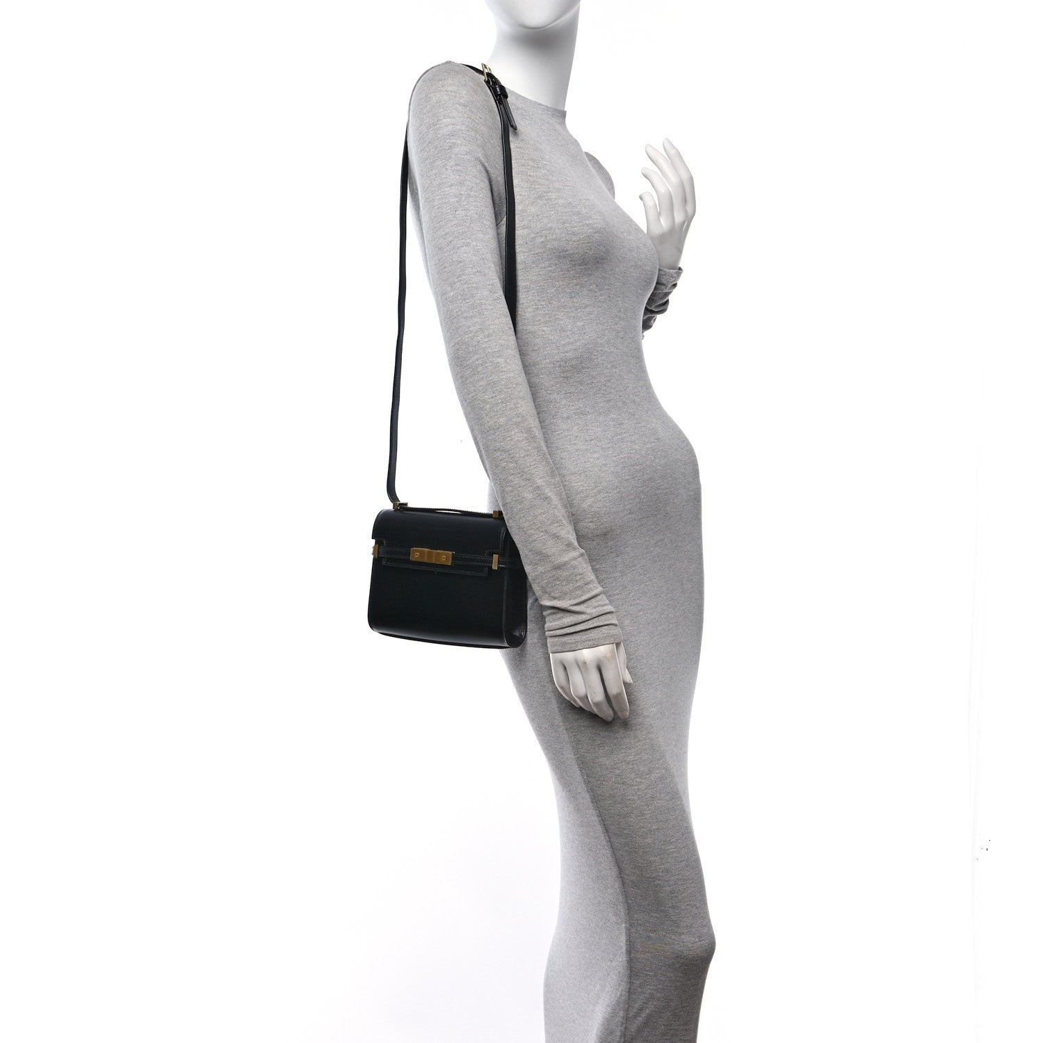 Saint Laurent Smooth Calfskin Mini Manhattan Shoulder Bag Black 2 of 10