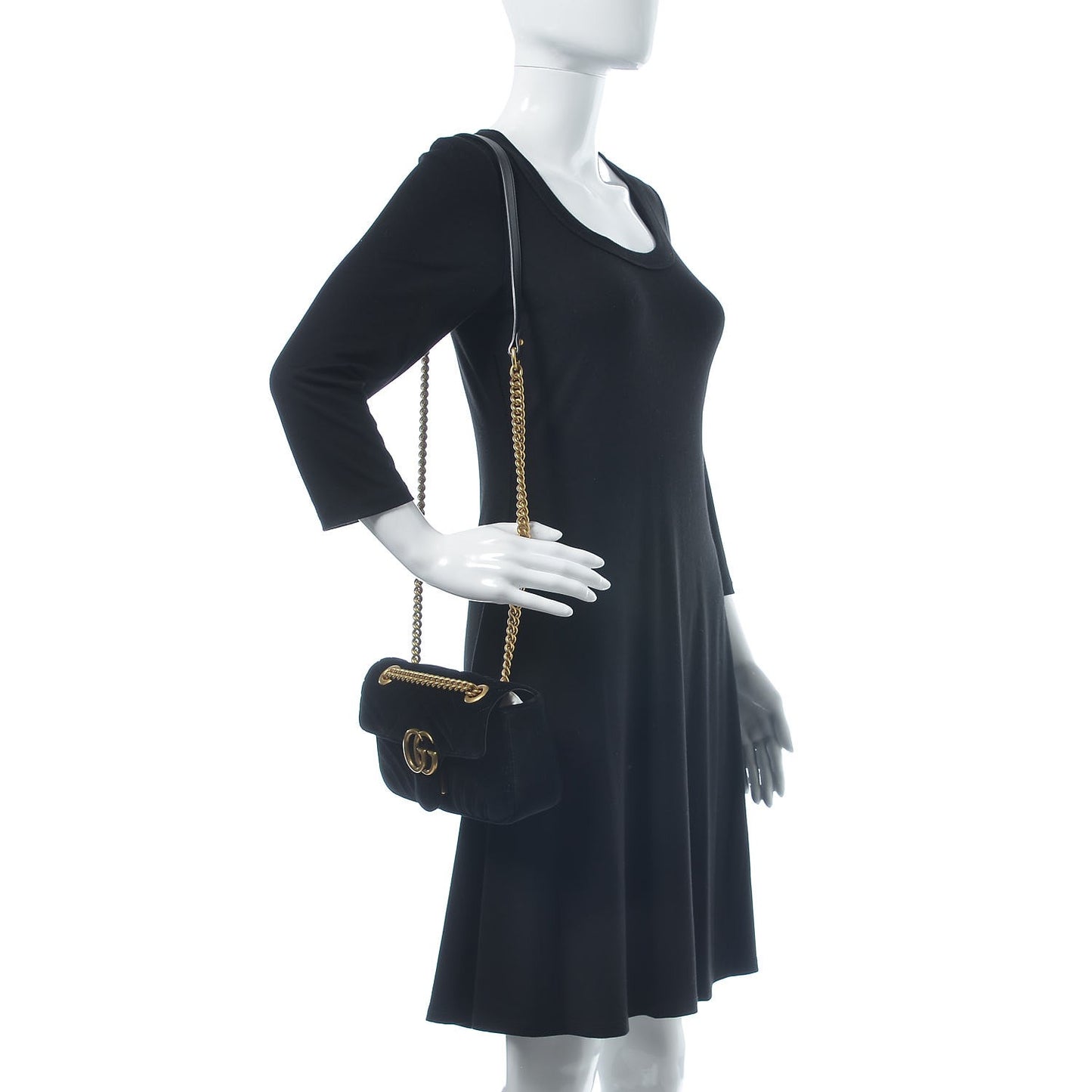Velvet Matelasse Mini GG Marmont Shoulder Bag Black
