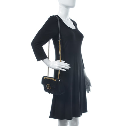 Gucci Velvet Matelasse Mini GG Marmont Shoulder Bag Black 2 of 7