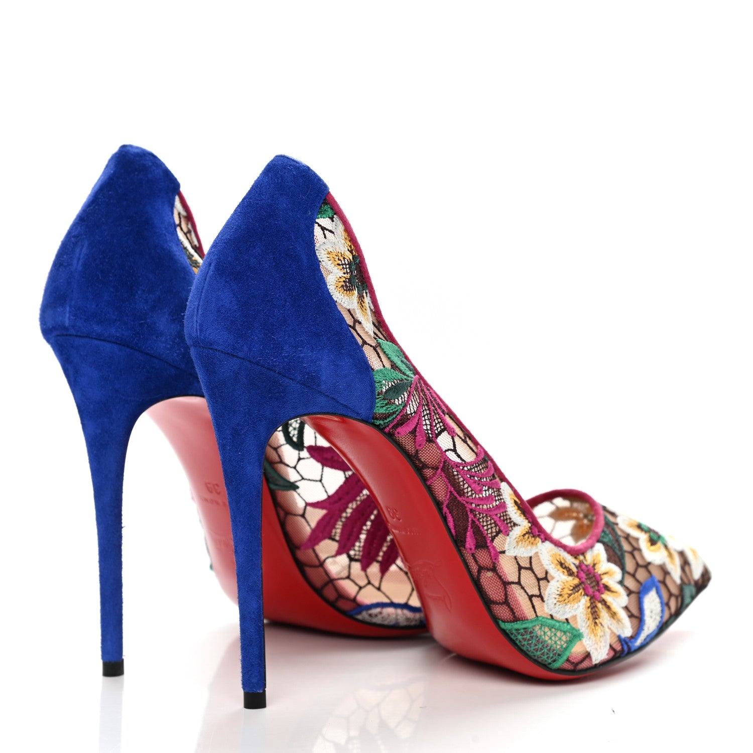 Christian Louboutin Lace Veau Velours Florale Follies 100 Pumps 39 Multicolor 4 of 7