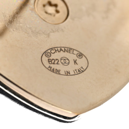 Chanel Lambskin CC Heart Earrings Black Gold 4 of 7