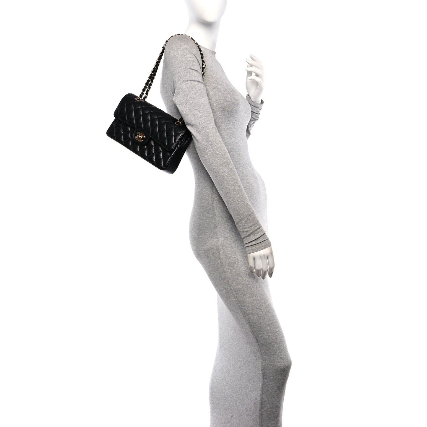 Caviar Quilted Small Double Flap Black