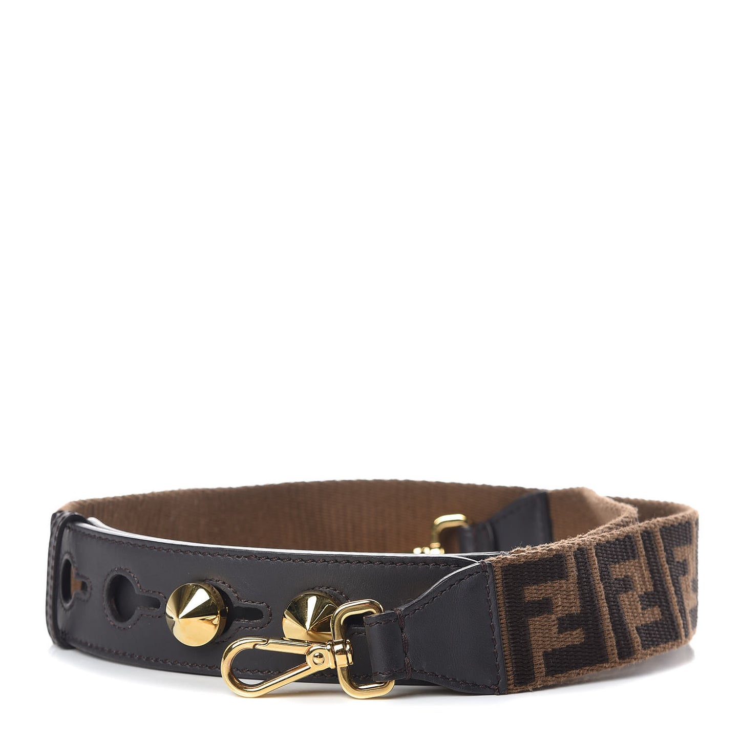 Ribbon Vitello Century FF 1974 Studded Strap You Fango Marrone Ebano