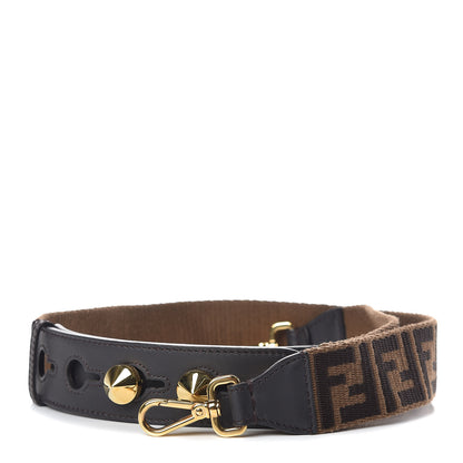 Fendi Ribbon Vitello Century FF 1974 Studded Strap You Fango Marrone Ebano 1 of 4