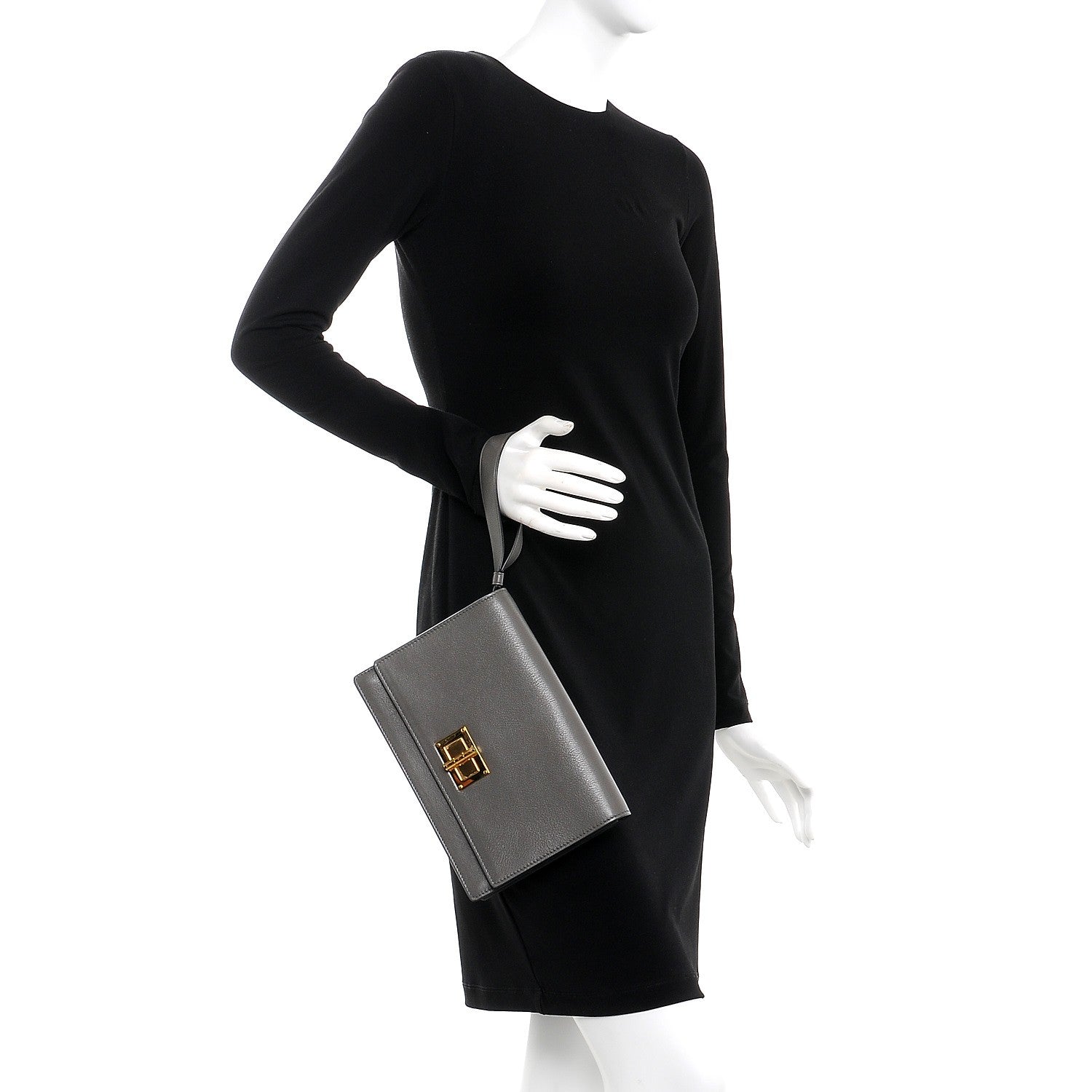 Tom Ford Calfskin Turn Lock Wristlet Grey 2 of 7
