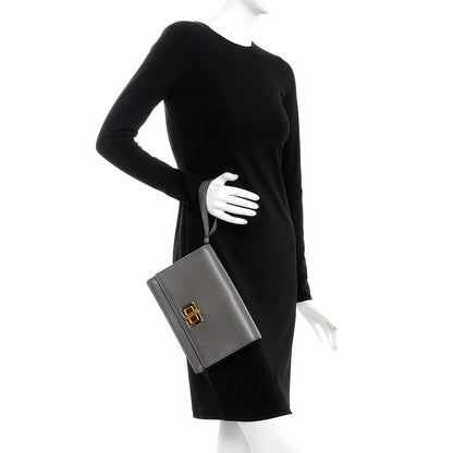 Tom Ford Calfskin Turn Lock Wristlet Grey 2 of 7