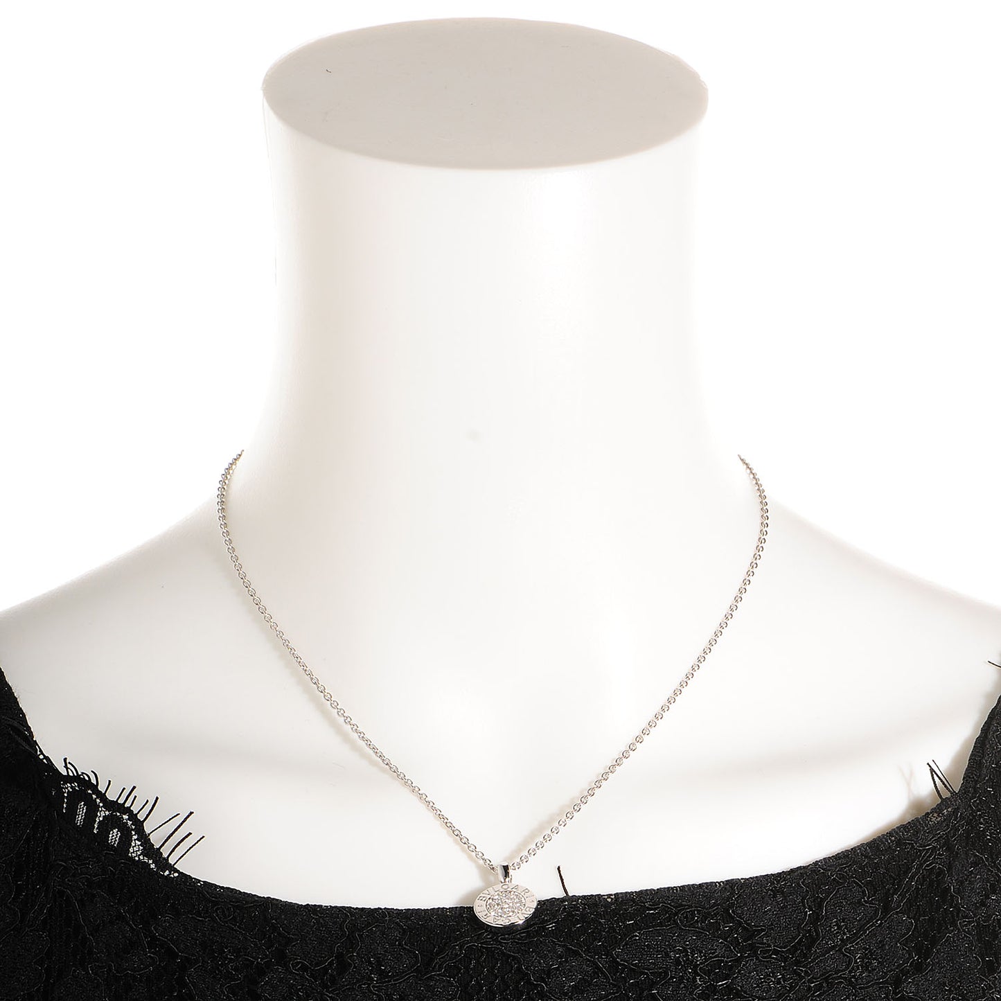 18K White Gold Diamond BVLGARI BVLGARI Pave Pendant Necklace