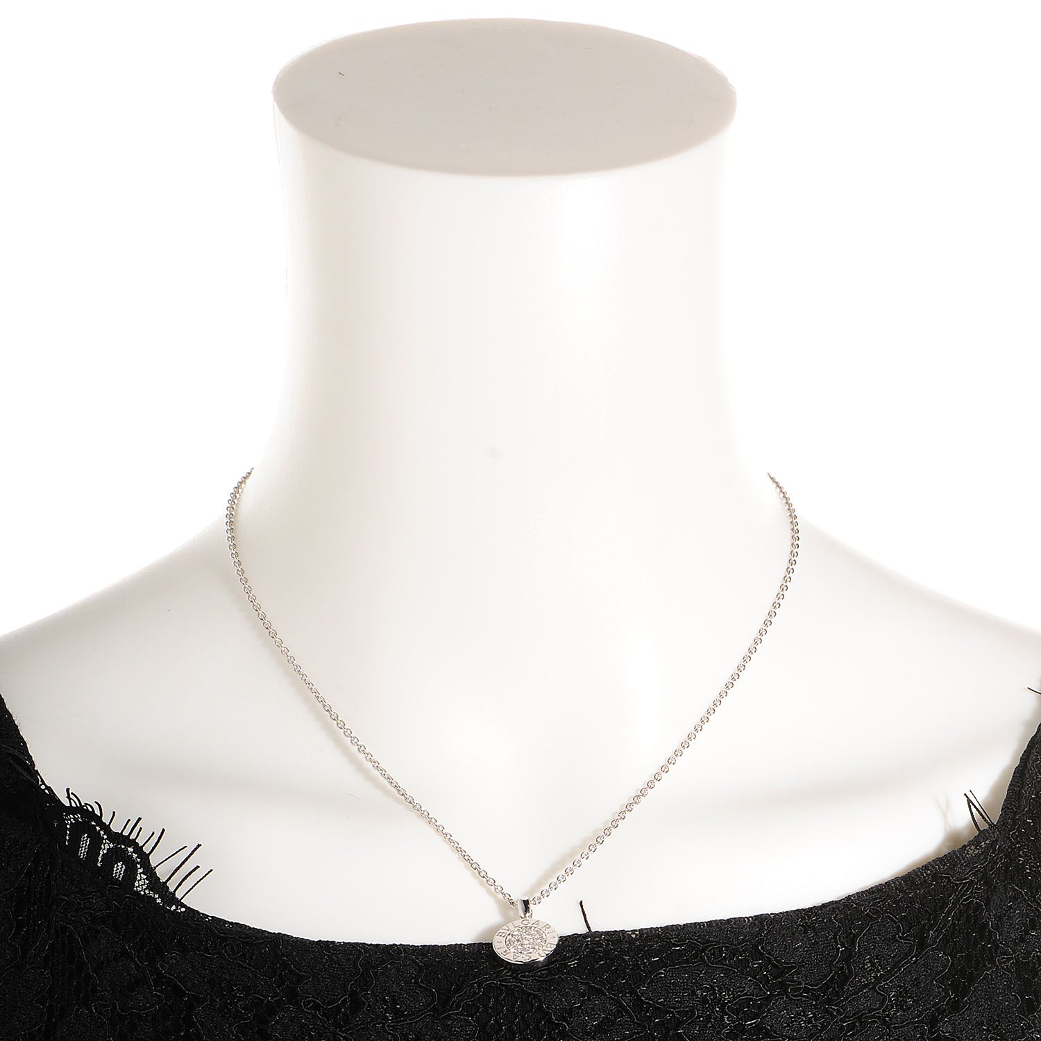 Bulgari 18K White Gold Diamond BVLGARI BVLGARI Pave Pendant Necklace 2 of 4