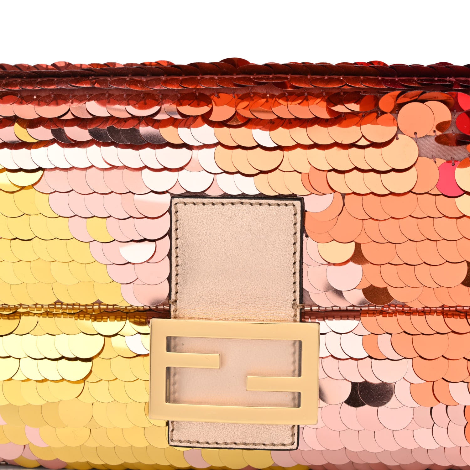 Fendi Sequin Paillettes Vitello Laminato Striped Baguette 1997 Multicolor 8 of 10