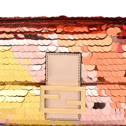 Fendi Sequin Paillettes Vitello Laminato Striped Baguette 1997 Multicolor 8 of 10