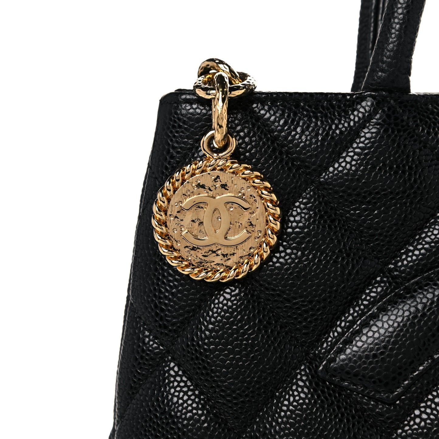 Caviar Quilted Medallion Tote Black