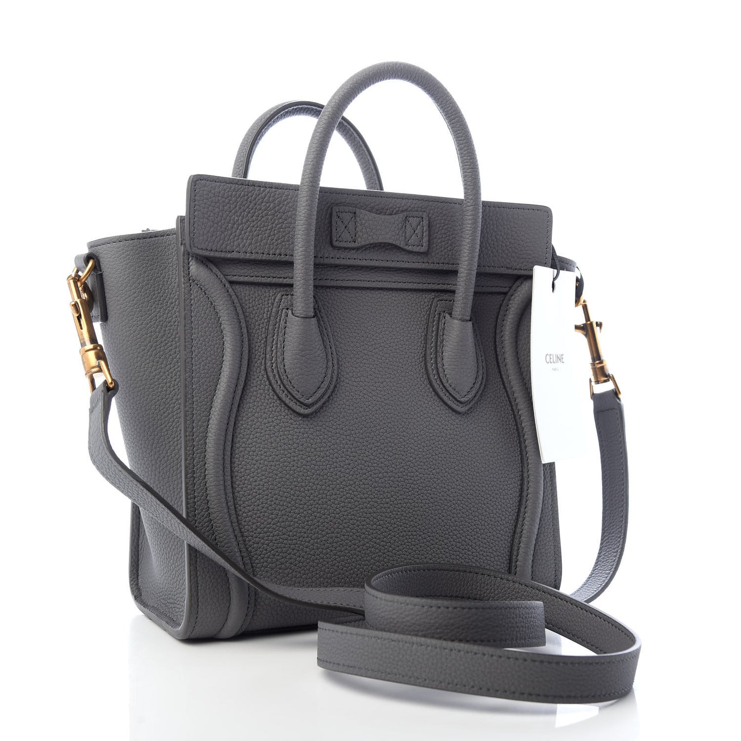 Drummed Calfskin Nano Luggage Kohl