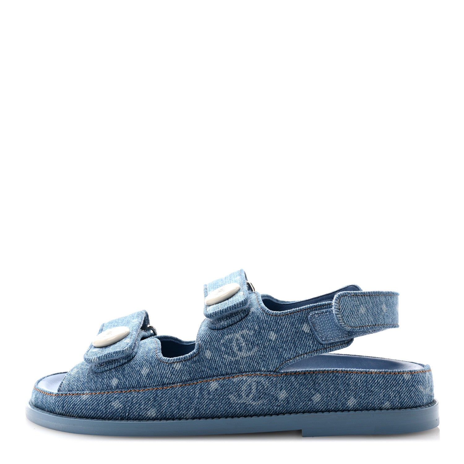 Chanel Printed Denim CC Dad Sandals 36 Light Blue 1 of 9